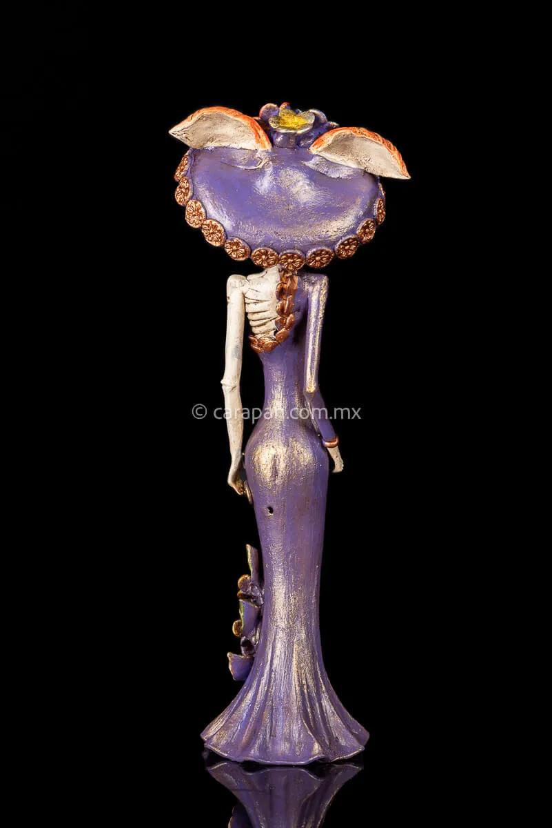 Catrina With One Sleeve Purple Dress Mexican Day of the Dead Sculpture