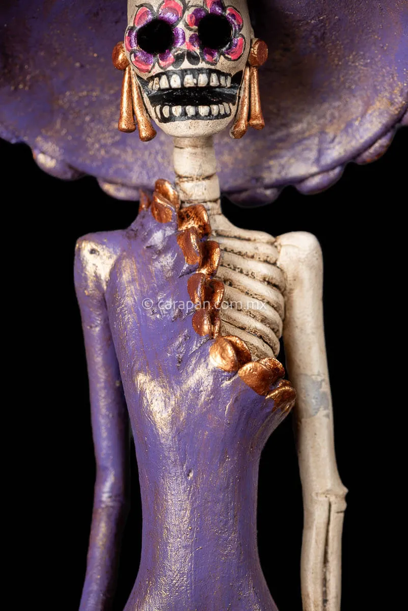 Catrina With One Sleeve Purple Dress Mexican Day of the Dead Sculpture