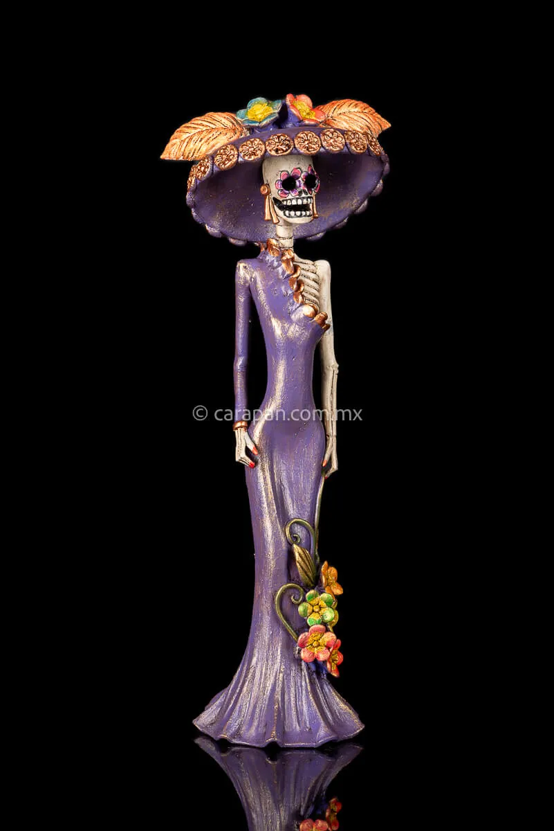Catrina With One Sleeve Purple Dress Mexican Day of the Dead Sculpture