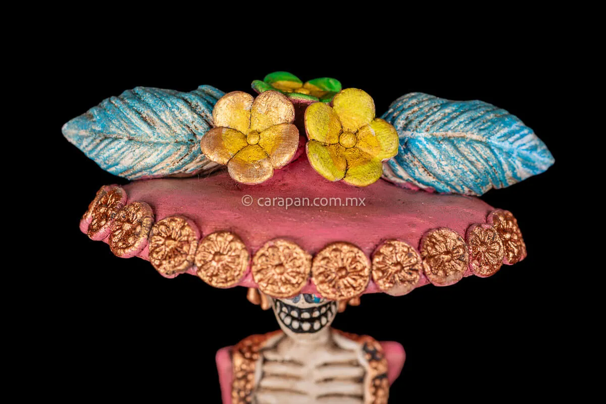 Catrina With Pink Dress Mexican Day of the Dead Sculpture