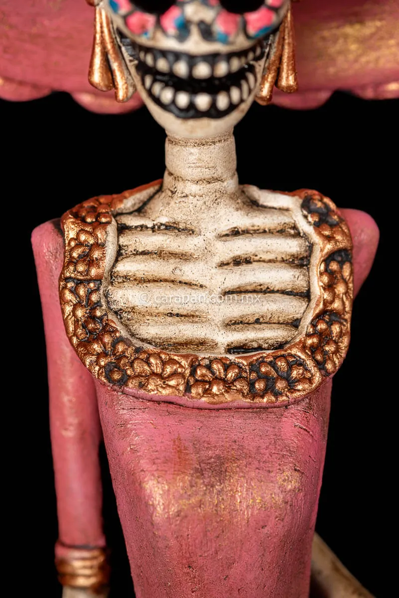 Catrina With Pink Dress Mexican Day of the Dead Sculpture