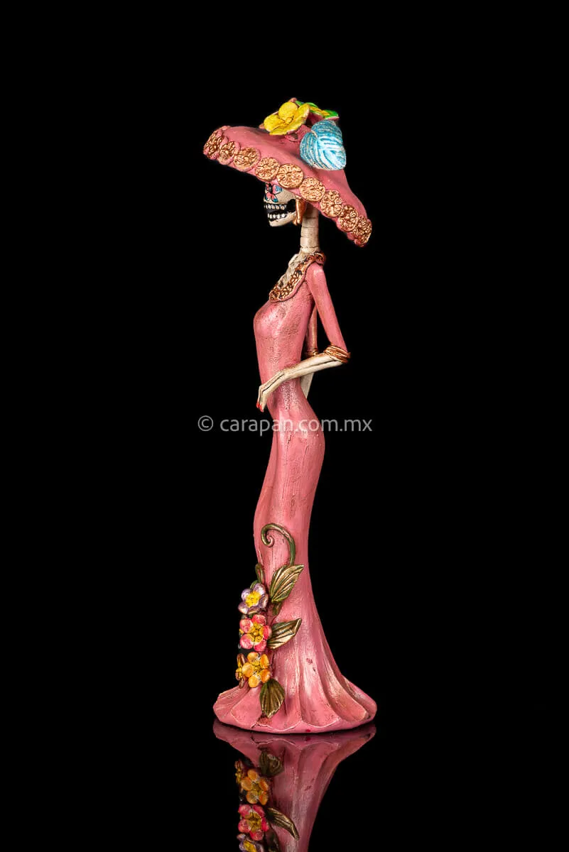 Catrina With Pink Dress Mexican Day of the Dead Sculpture