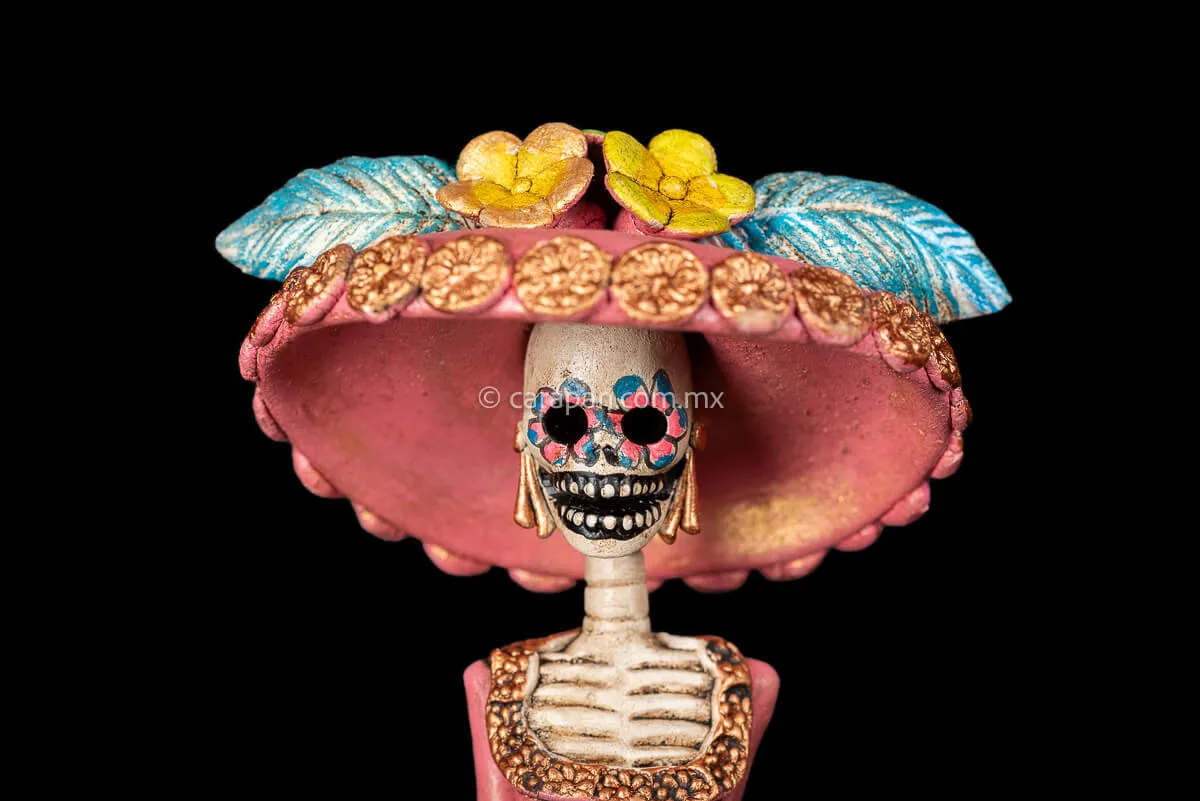 Catrina With Pink Dress Mexican Day of the Dead Sculpture