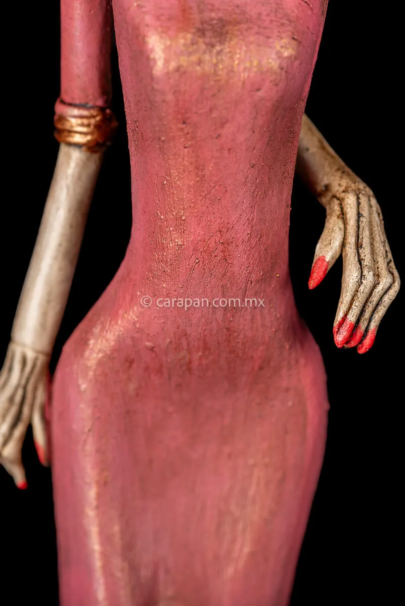 Catrina With Pink Dress Mexican Day of the Dead Sculpture