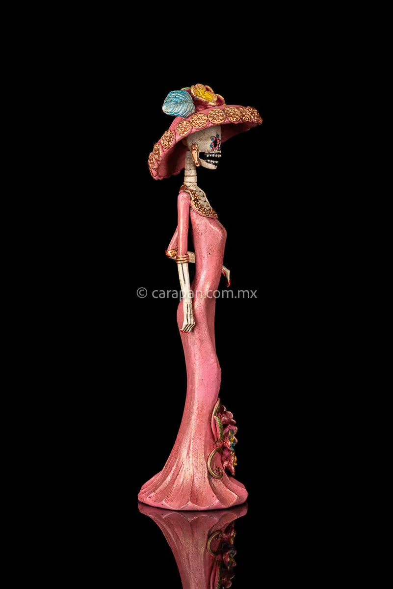 Catrina With Pink Dress Mexican Day of the Dead Sculpture