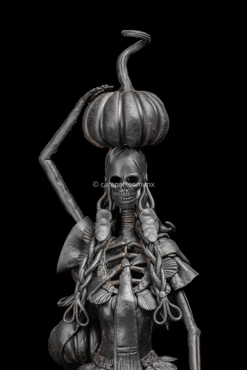 Catrina with Pumpkins Mexican Day of the Dead sculpture