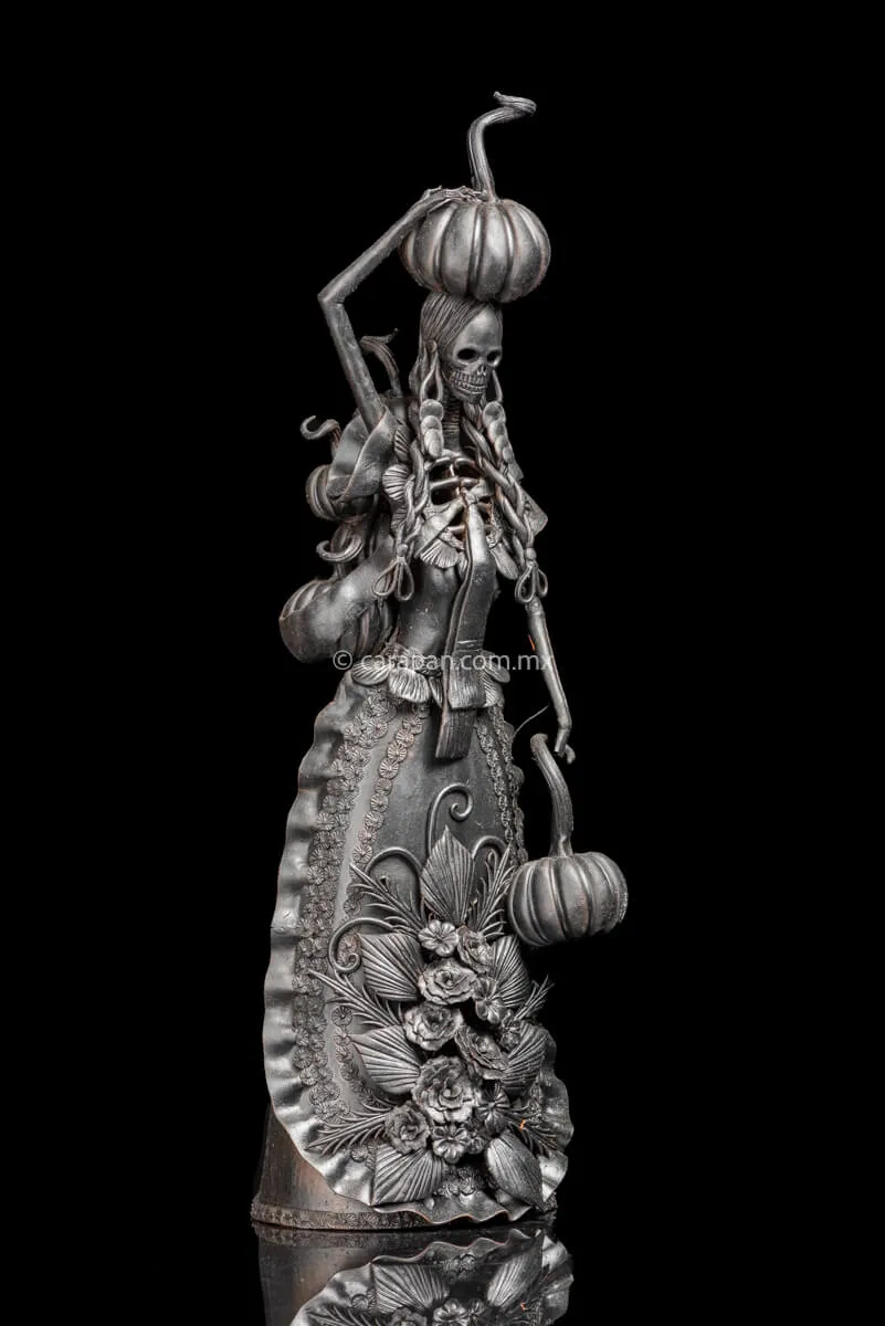 Catrina with Pumpkins Mexican Day of the Dead sculpture