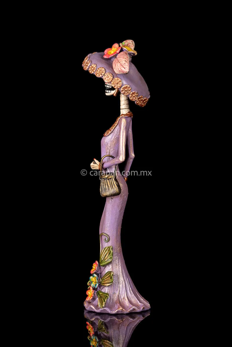 Catrina With Purple Dress Mexican Day of the Dead Sculpture