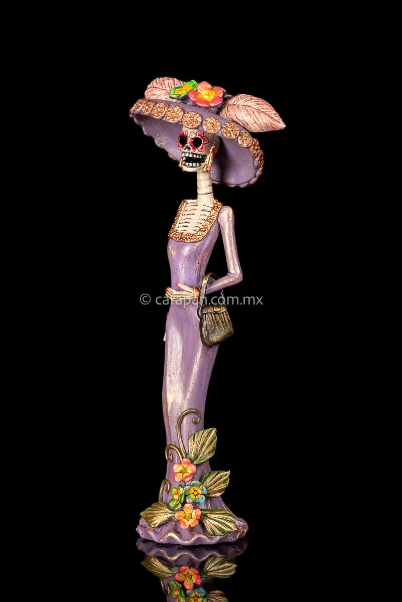 Catrina With Purple Dress Mexican Day of the Dead Sculpture