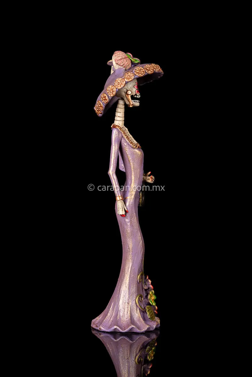 Catrina With Purple Dress Mexican Day of the Dead Sculpture