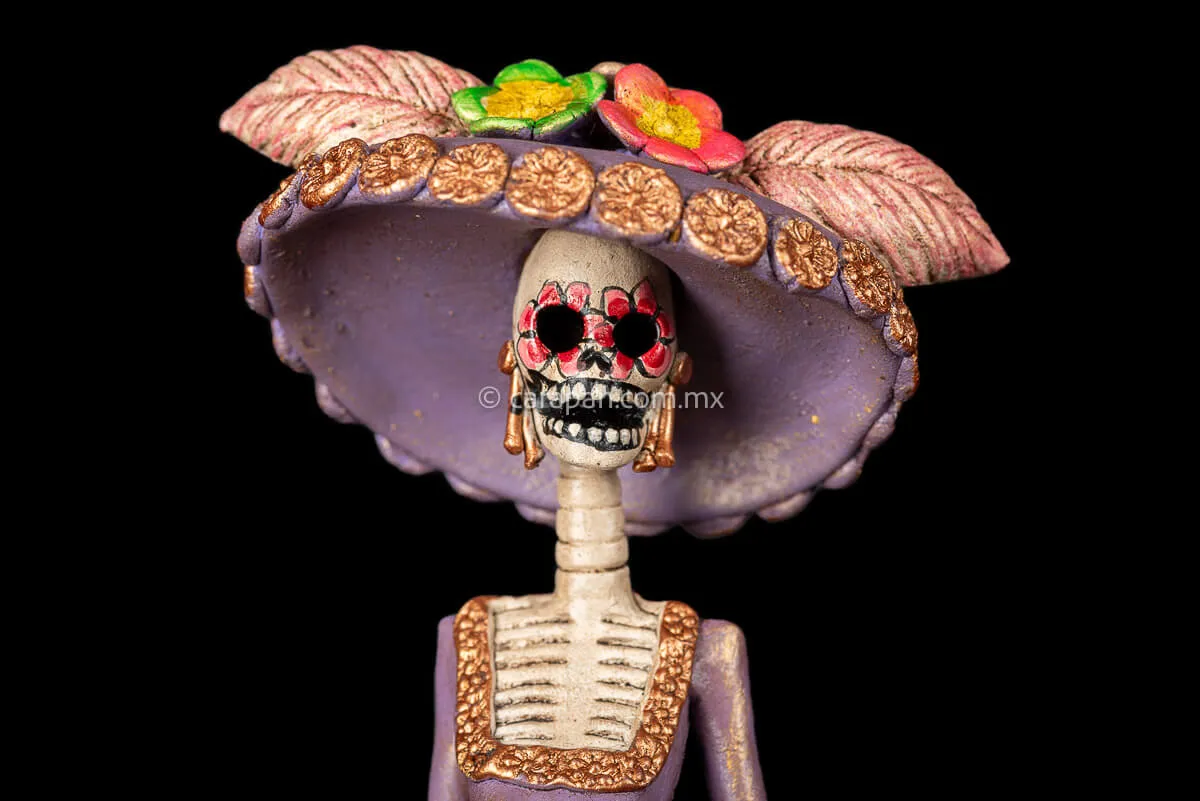 Catrina With Purple Dress Mexican Day of the Dead Sculpture