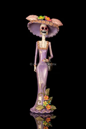 Catrina With Purple Dress Mexican Day of the Dead Sculpture