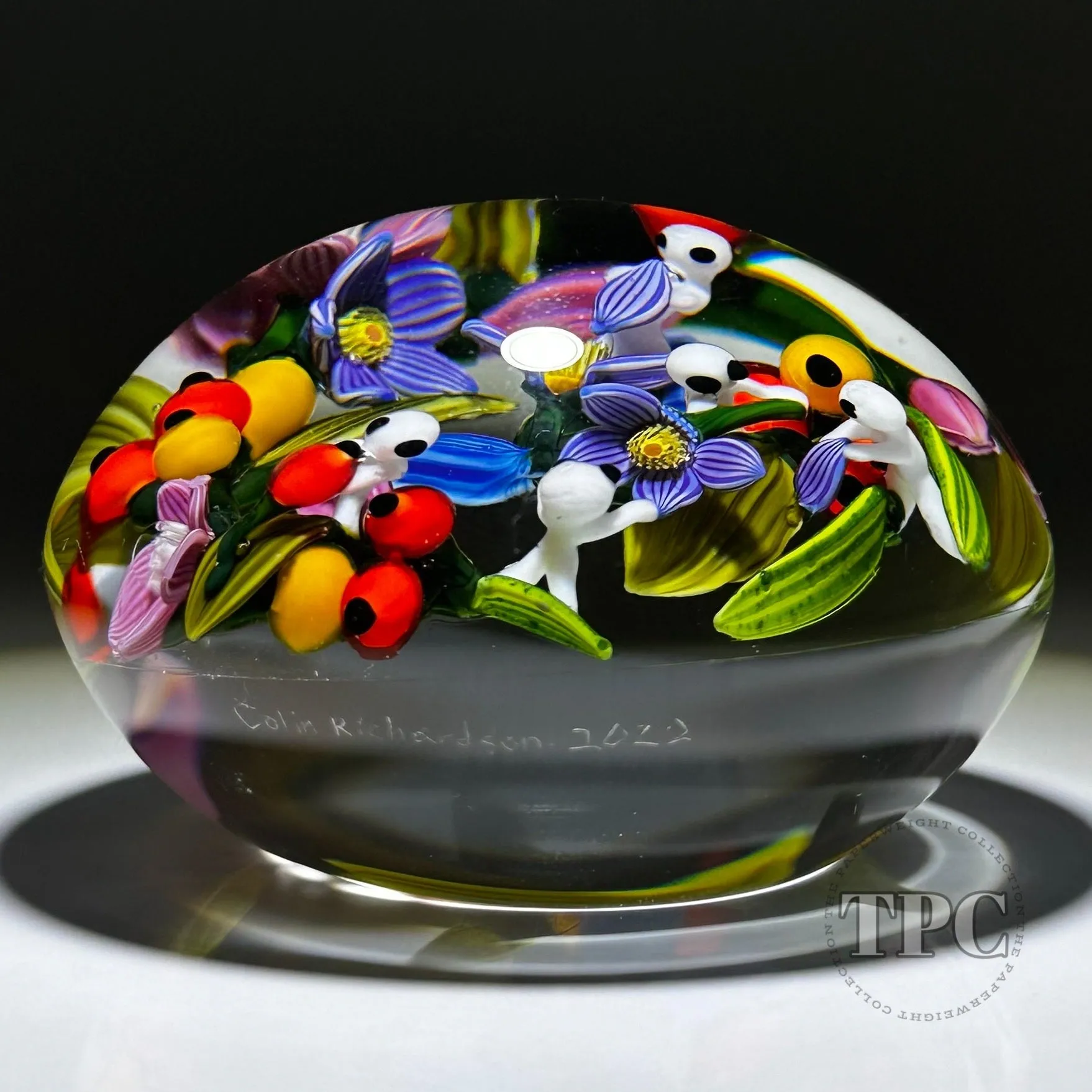 Colin Richardson 2022 Glass Art Paperweight Flamework Floral Bouquet "Nature Spirits"