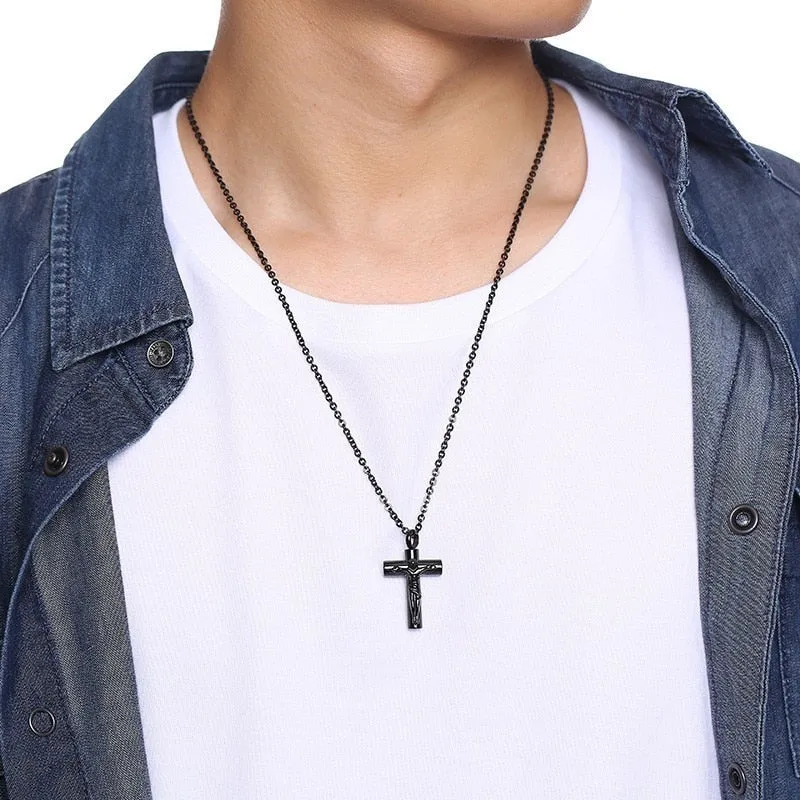 Crucifix Cremation Necklace