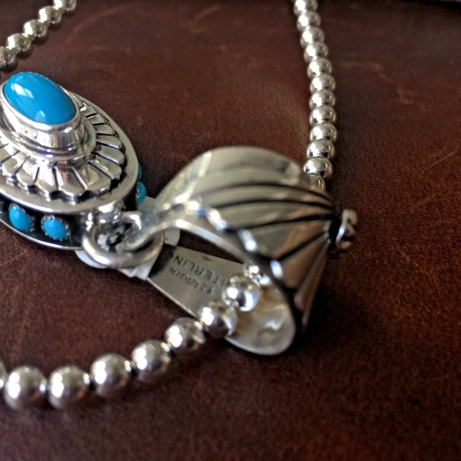 Danny Clark Signed Unique Sleeping Beauty Turquoise Cluster Necklace and Pendant