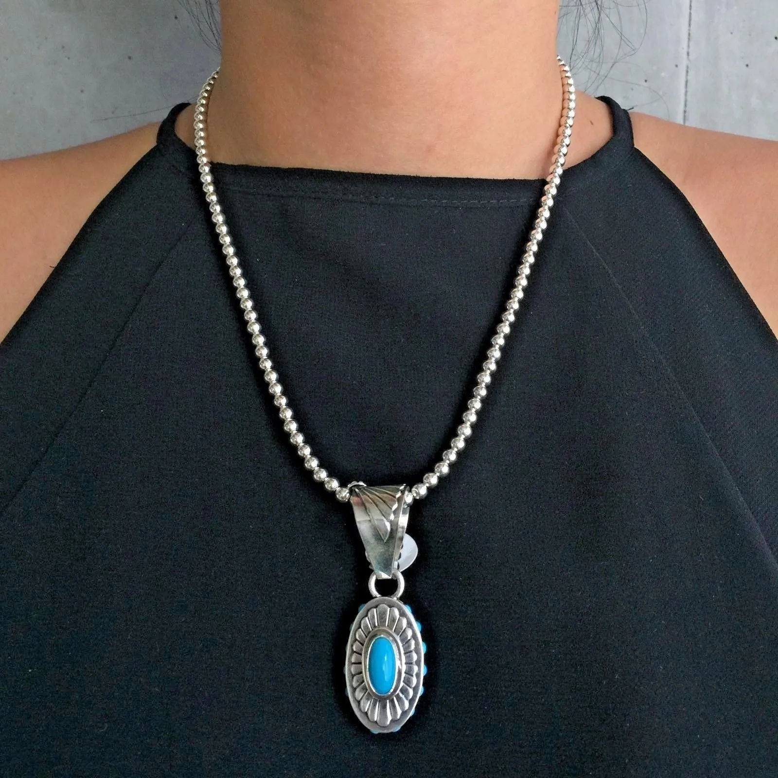 Danny Clark Signed Unique Sleeping Beauty Turquoise Cluster Necklace and Pendant