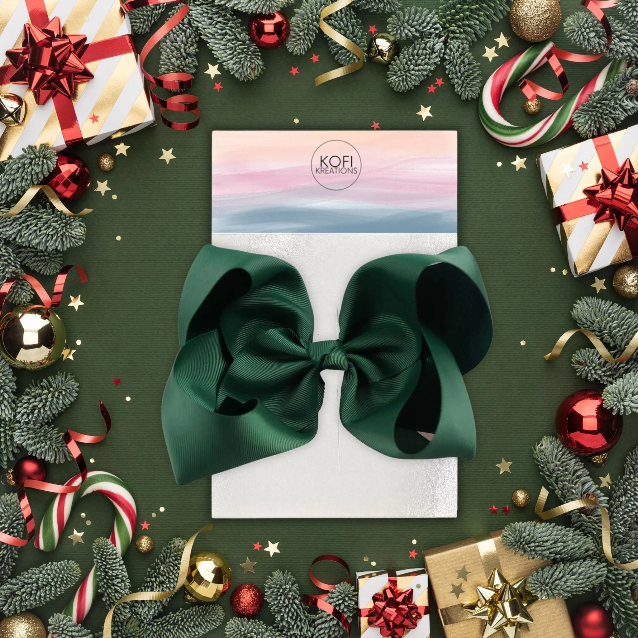 Dark Green Grosgrain | Ribbon Hair Bow
