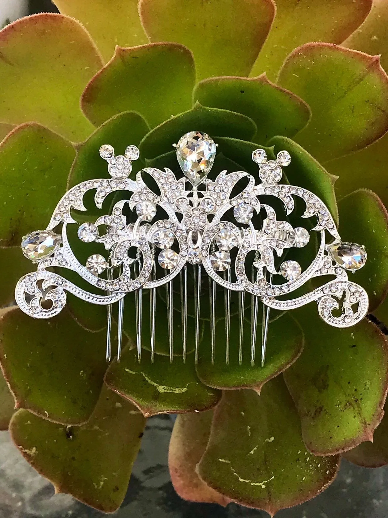 Disney Cinderella Inspired Carriage Wedding Comb, Cinderella Jewelry, Mickey Mouse Hair Comb Disney Fairytale Wedding Jewelry