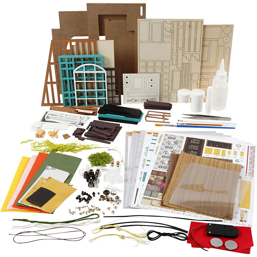 DIY Miniature Room Coffee shop 19x22,6x19,4cm | Wooden Fabric Paper