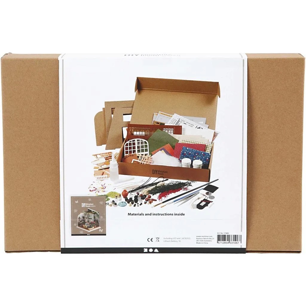 DIY Miniature Room Garden 21x19.5cm | Wooden Parts Dried Flowers Fabric Paper