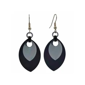Double Leaf Earrings - Black & Grey