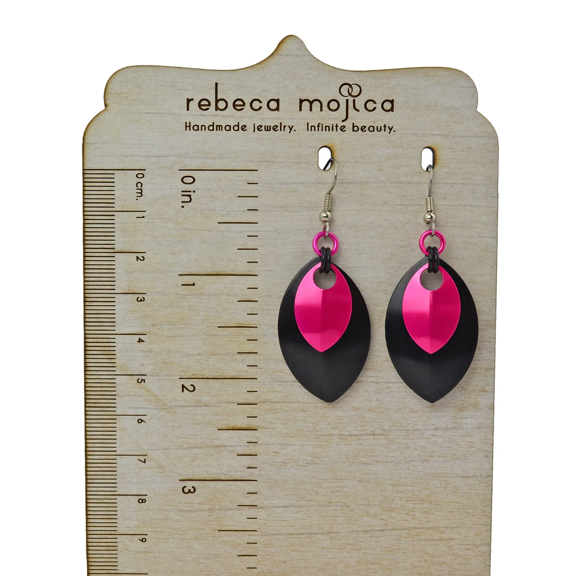 Double Leaf Earrings - Black & Grey