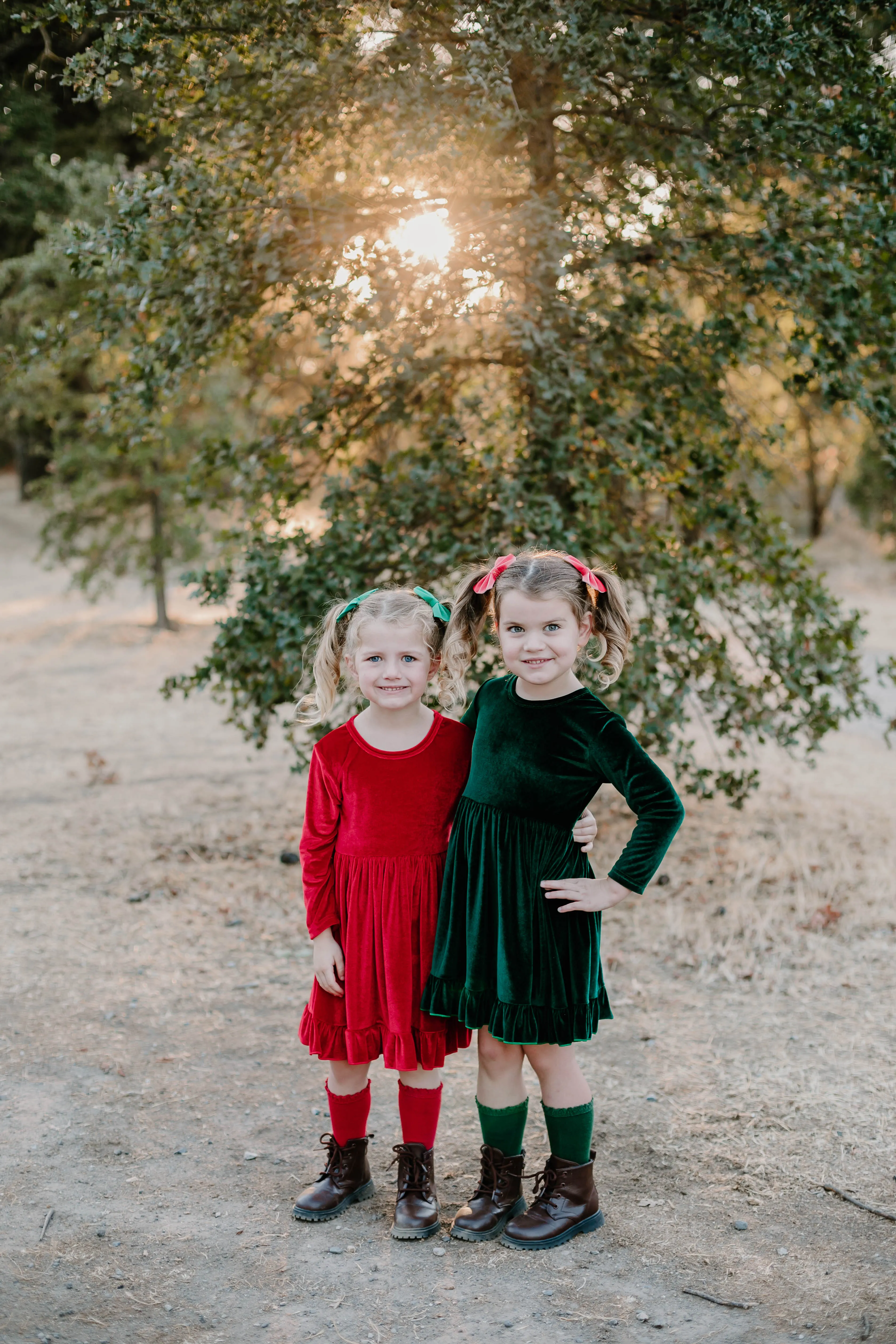 ELIZE VELOUR RUFFLE DRESS - GREEN