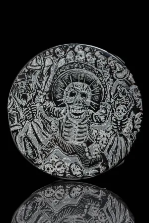 Engraved Obsidian with Skeleton, Day of the dead Theme