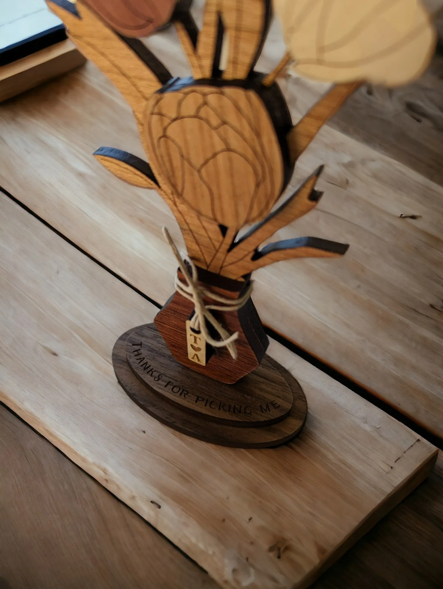 Everlasting Blooms: Handcrafted Wooden Floral Bouquets with personalization options