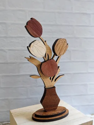 Everlasting Blooms: Handcrafted Wooden Floral Bouquets with personalization options
