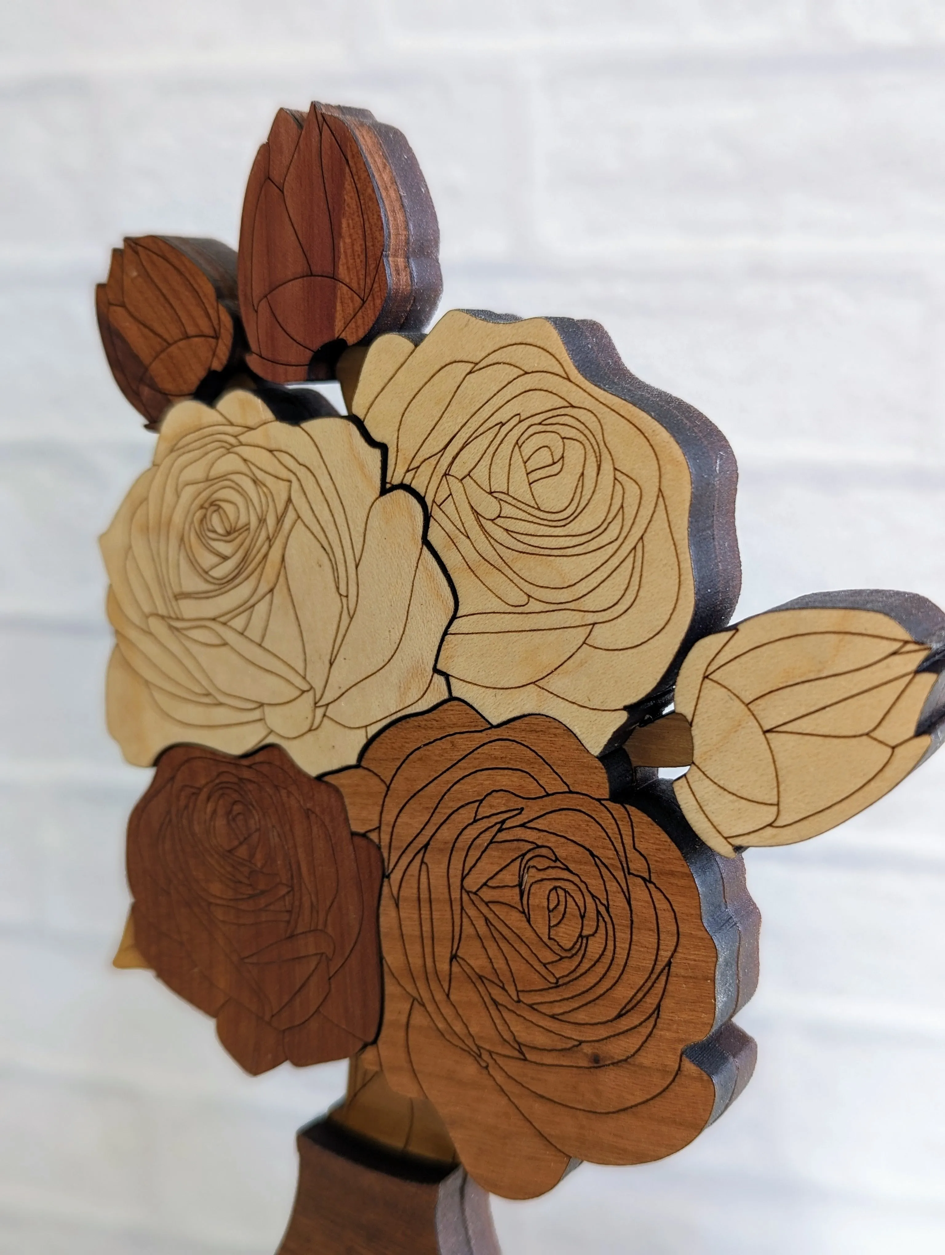 Everlasting Blooms: Handcrafted Wooden Floral Bouquets with personalization options