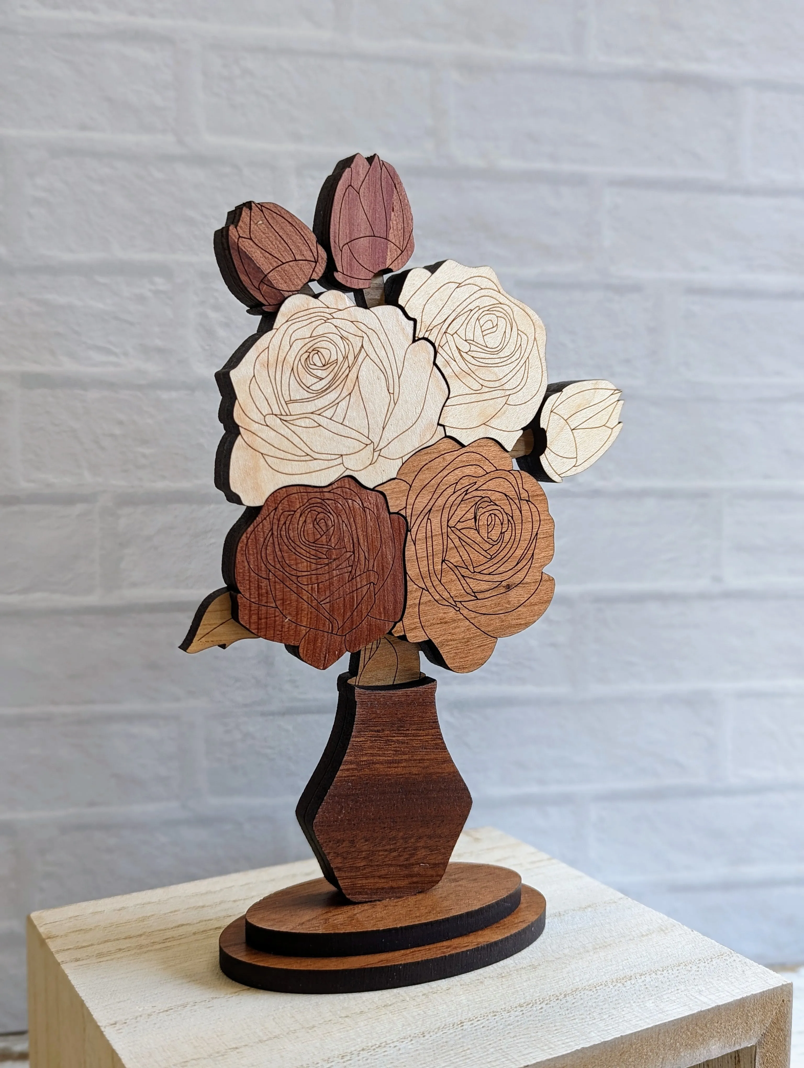 Everlasting Blooms: Handcrafted Wooden Floral Bouquets with personalization options