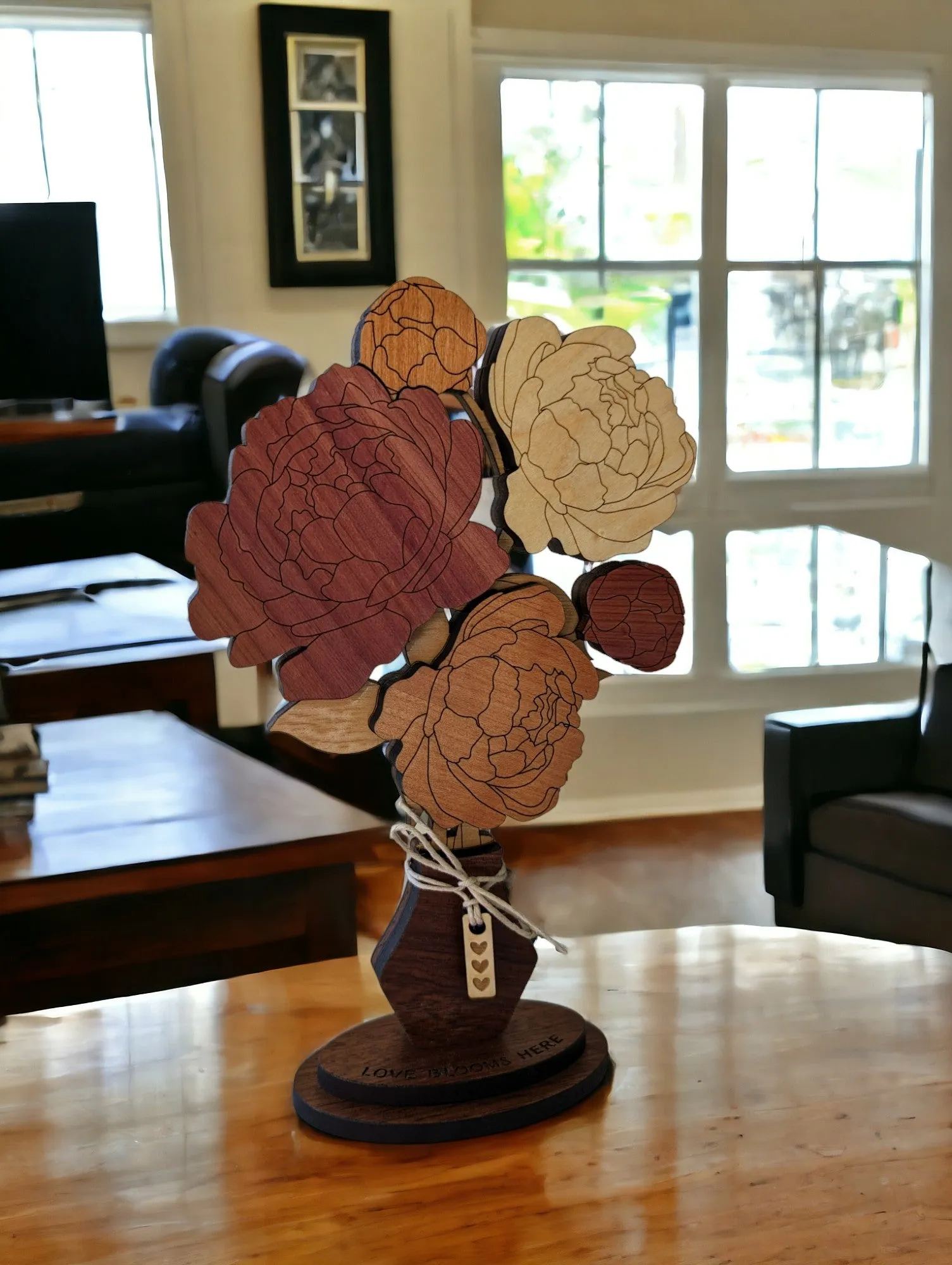 Everlasting Blooms: Handcrafted Wooden Floral Bouquets with personalization options