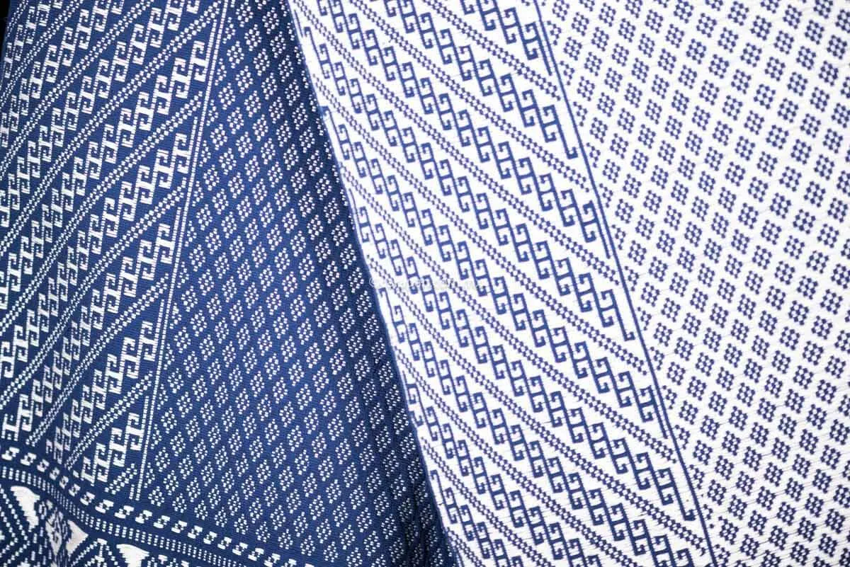 Fine Purepecha Indigenous Cotton Textile Brocade Blue & White Outstanding!