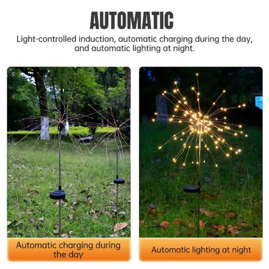 Fireworks Solar Garden LED Lights With Metal Stake