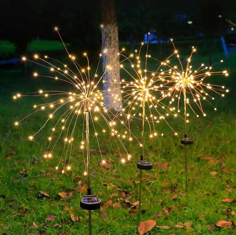 Fireworks Solar Garden LED Lights With Metal Stake