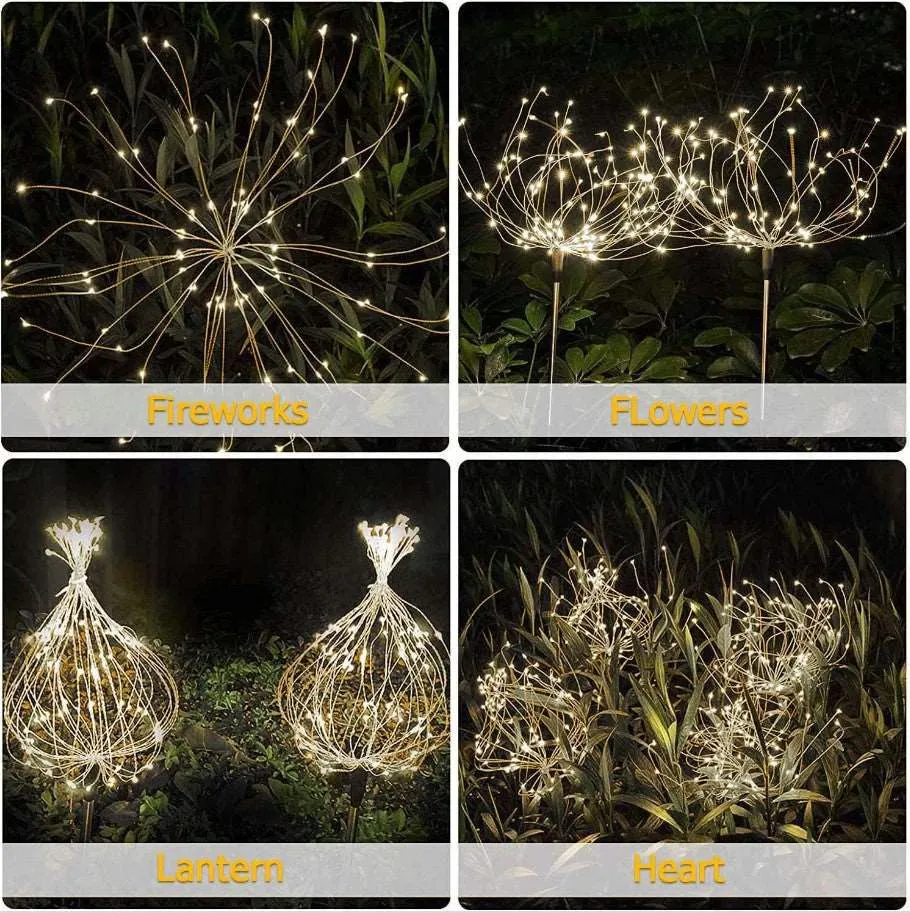 Fireworks Solar Garden LED Lights With Metal Stake