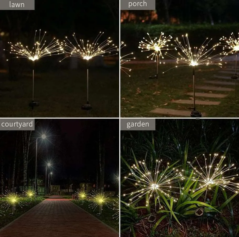 Fireworks Solar Garden LED Lights With Metal Stake