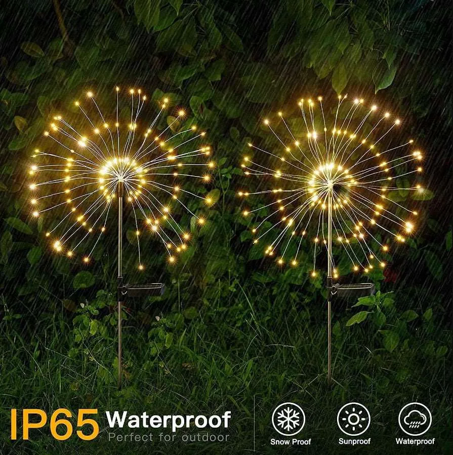 Fireworks Solar Garden LED Lights With Metal Stake