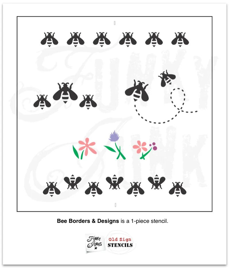 FJ155 Funky Junk's Bee Borders and Designs stencil