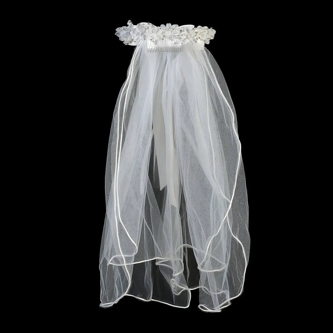Flower Crown with Veil - Pearl