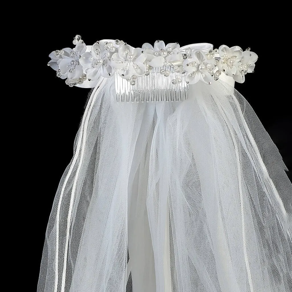 Flower Crown with Veil - Pearl