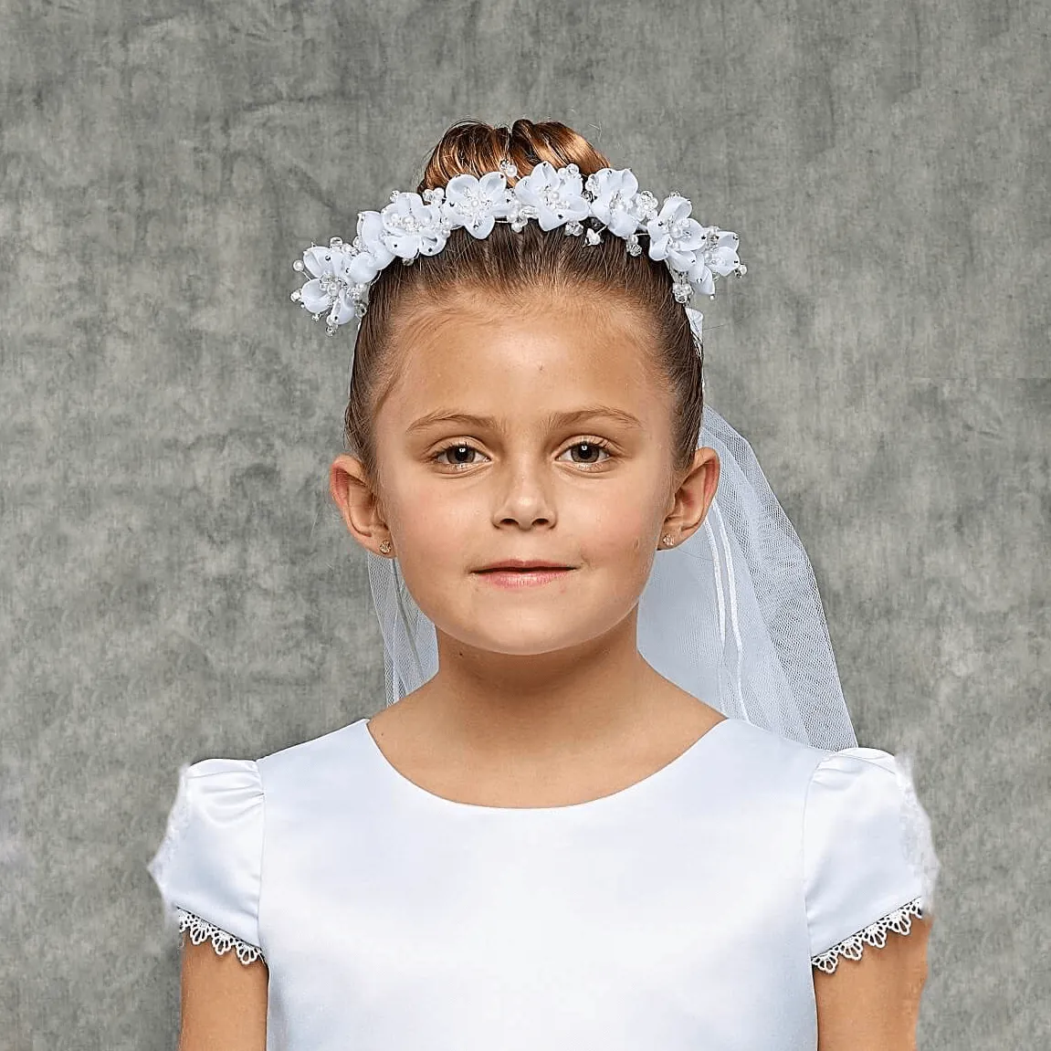 Flower Crown with Veil - Pearl