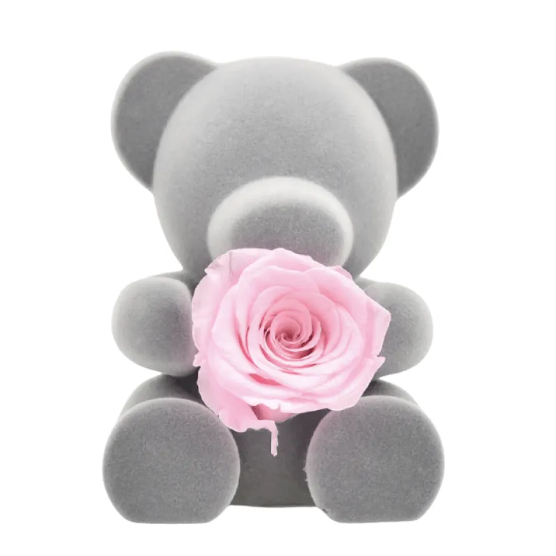 Forever Rose Dome - Bunny And Bear With LED Lights