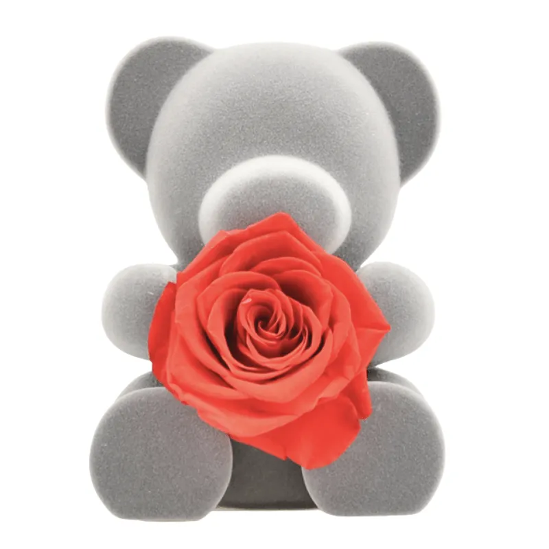 Forever Rose Dome - Bunny And Bear With LED Lights