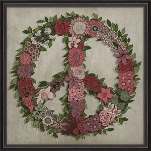 Framed Floral Peace Sign (Various Color Options)