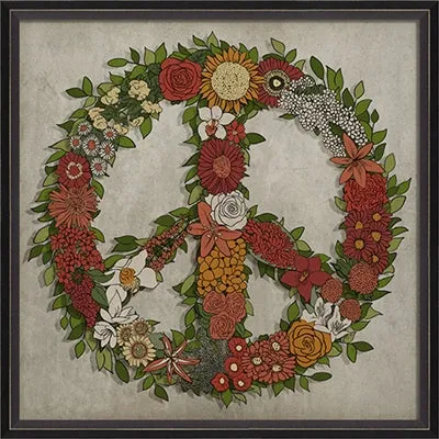 Framed Floral Peace Sign (Various Color Options)