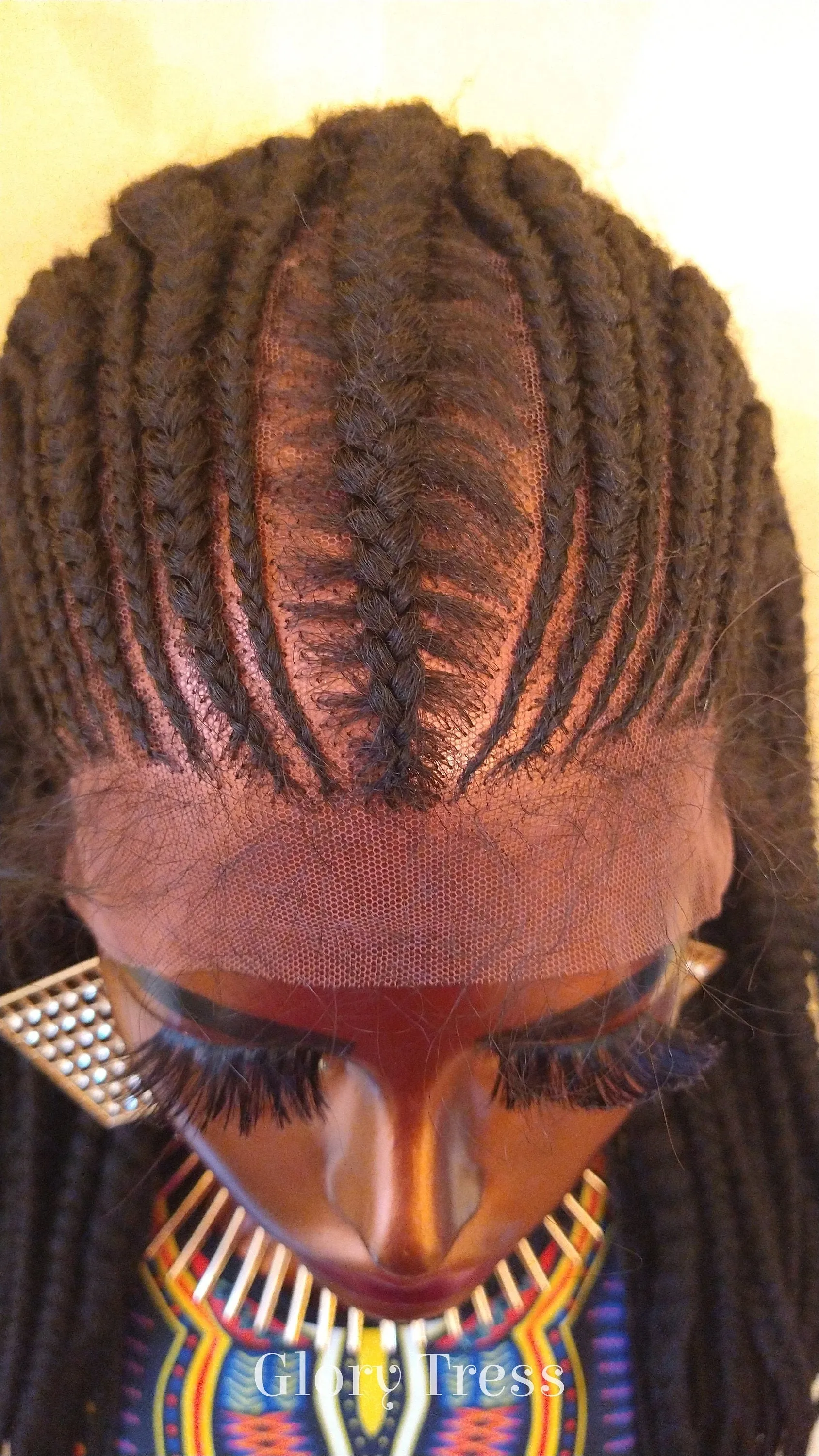 Fulani Box Braids Lace Front Wig | Human Hair Blend | African American Wig | Wig For Black Women | Corn Row Wig | Glory Tress -TRIBAL QUEEN2