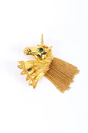Gilded Unicorn Bust Brooch
