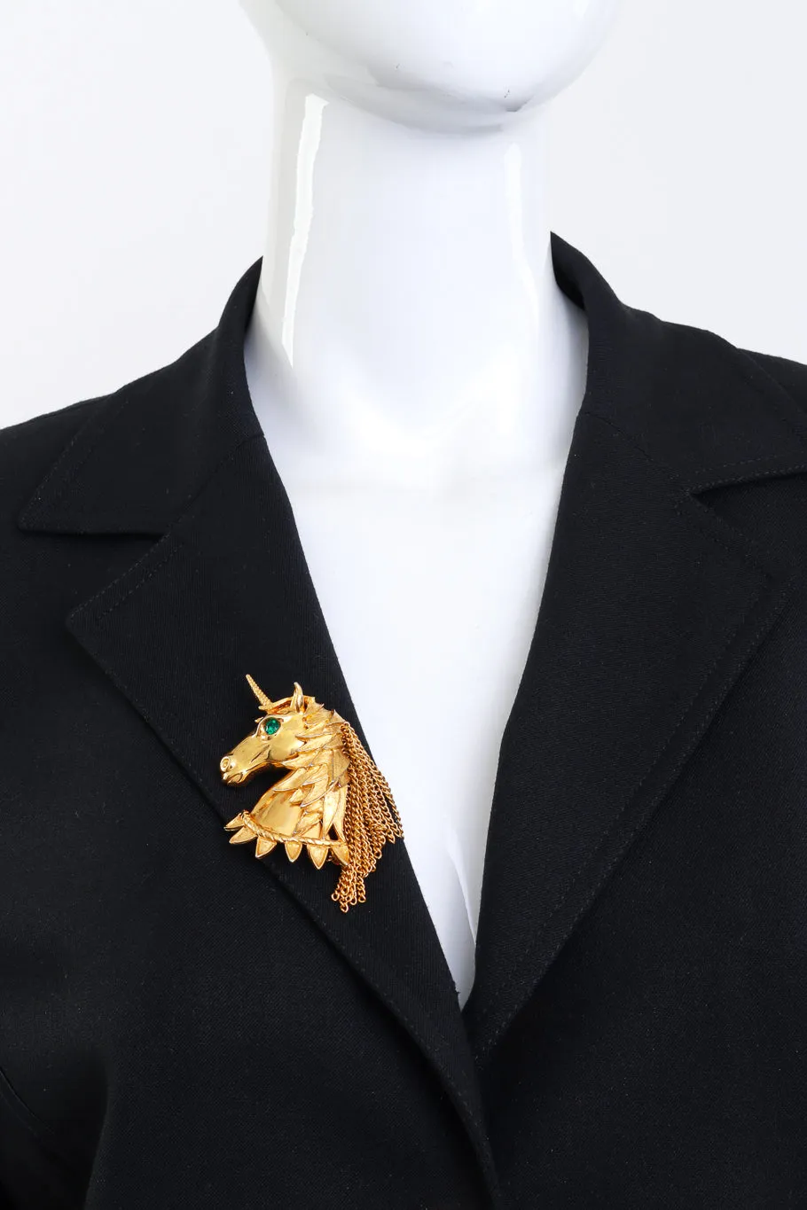 Gilded Unicorn Bust Brooch